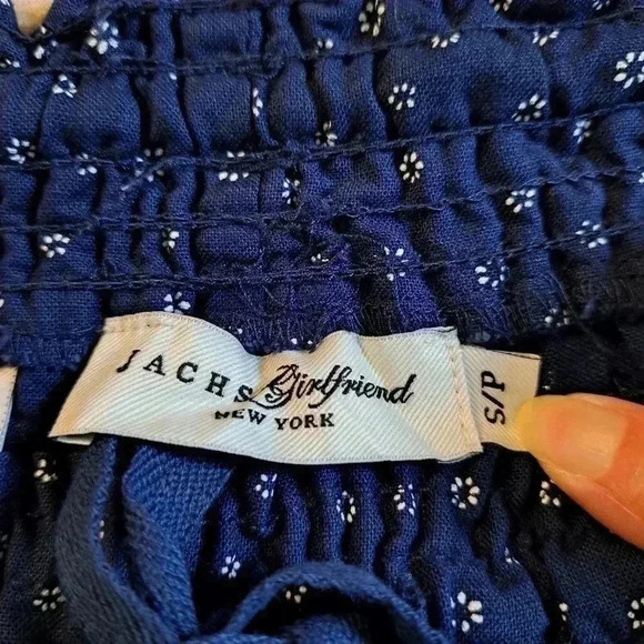 NWT Jachs  Girlfriend Shorts Small Paperbag Waist Navy and White Micro Floral - Picture 7 of 12